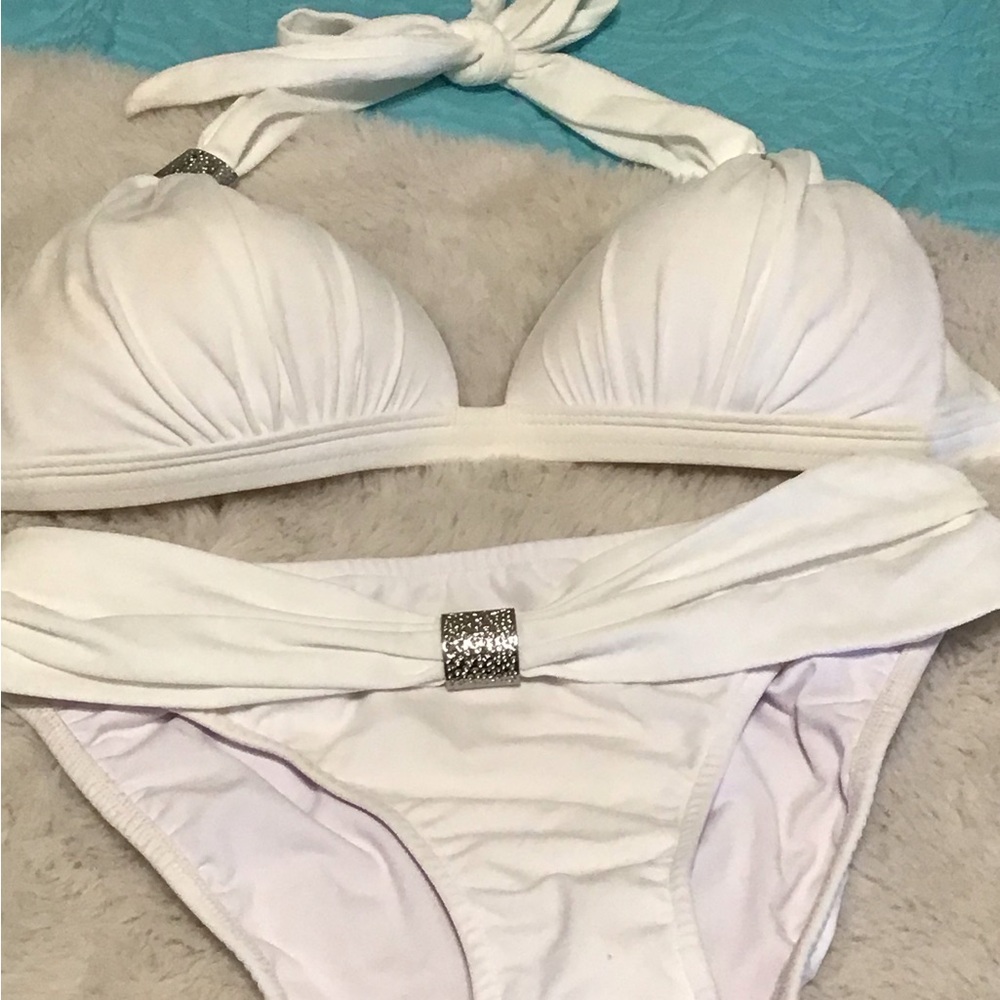 VENUS White Bikini with Sparkling Silver Detail